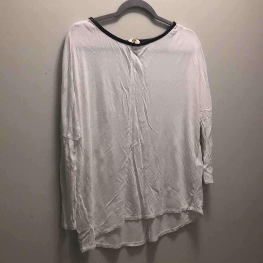 Zara jersey knit leather accent top